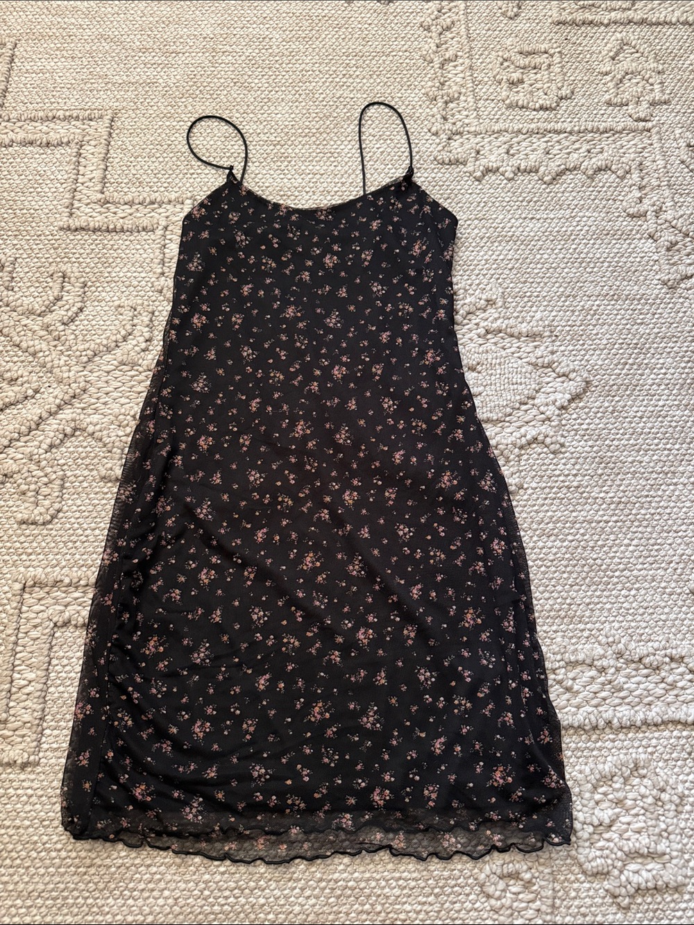 Rue21 Black Slip Midi Dress with Pink Floral Print